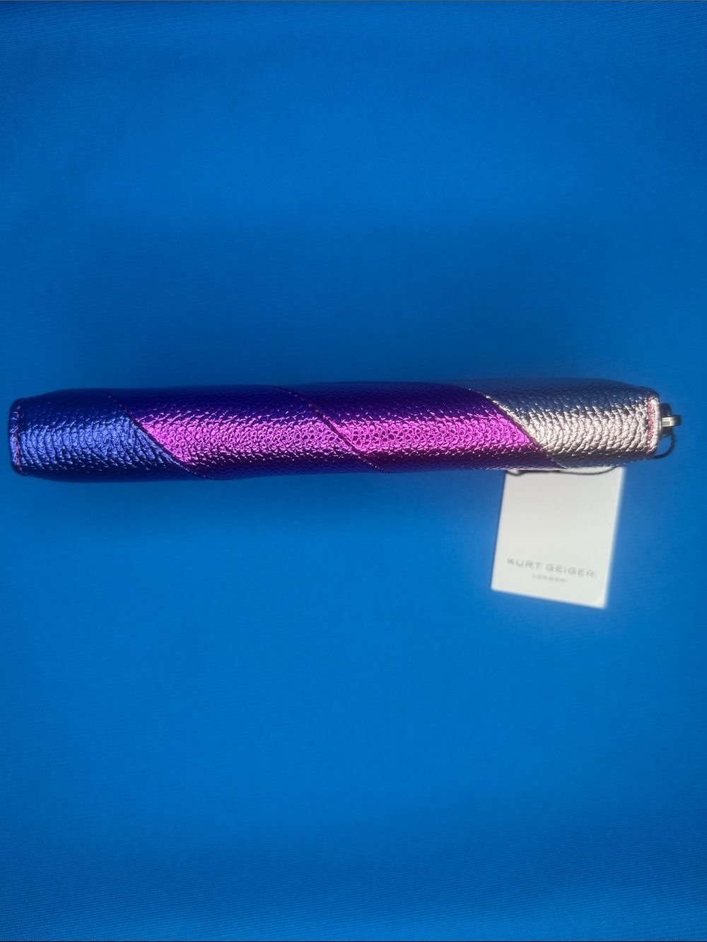 NWT NEW KURT GEIGER LONDON METALLIC MULTI-COLOR STRIPE LEATHER ZIP AROUND WALLET - Picture 6 of 17